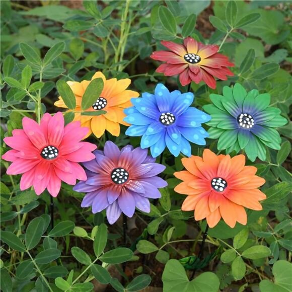 7Pcs/Set Metal Daylily Flower Garden Stakes,Metal Flowers Outdoor Decor Stake - Picture 1 of 7